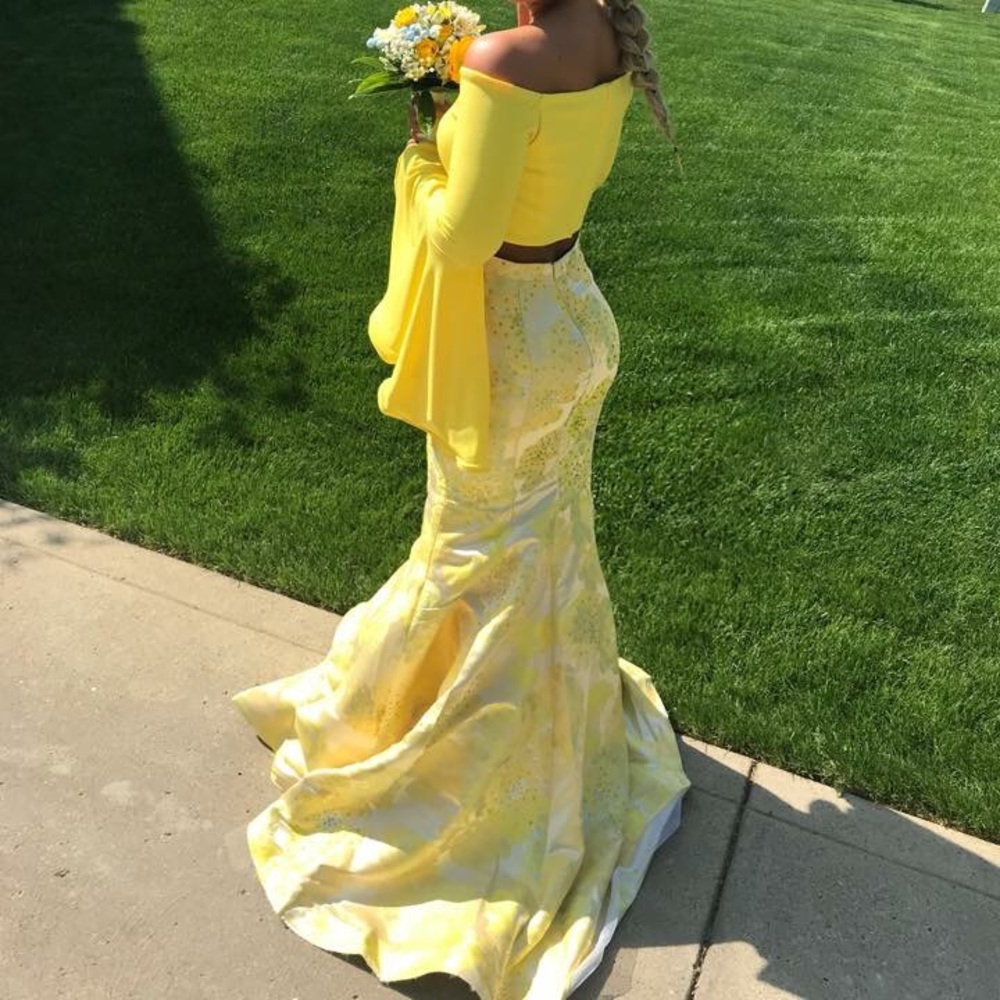 Jovani Two Piece Yellow Prom Dress - Picture 2 of 3
